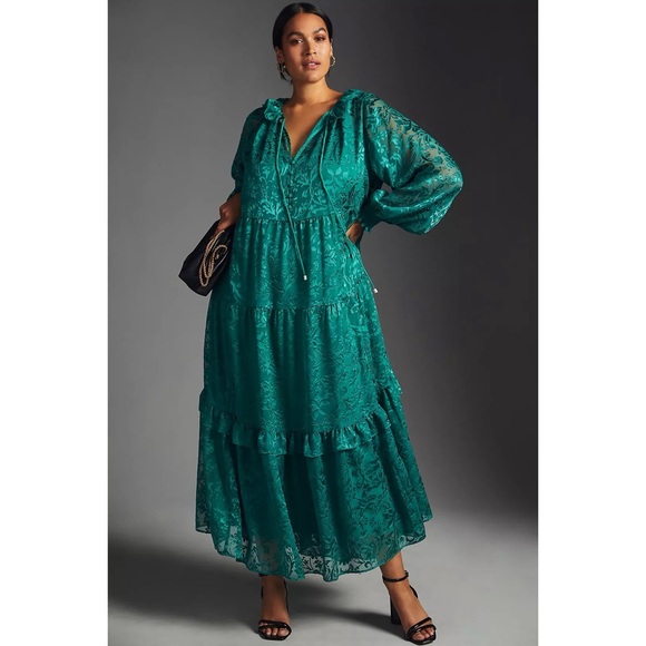 Anthropologie The Marais Maxi Dress: Satin-Burnout Edition NWT SZ 1X - Picture 2 of 15